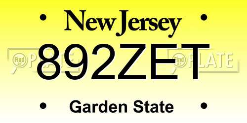 892ZET New Jersey License Plate