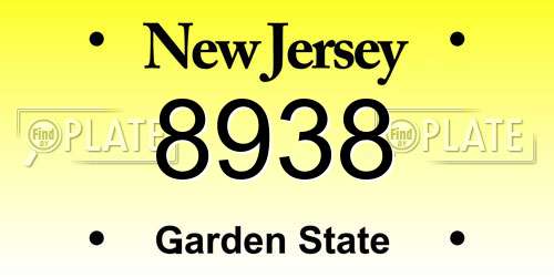 8938 New Jersey License Plate