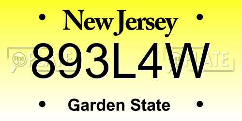 893L4W New Jersey License Plate