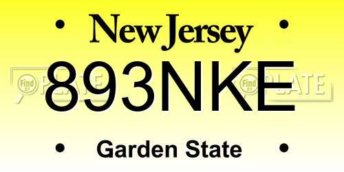 893NKE New Jersey License Plate