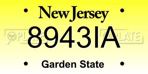 8943IA New Jersey License Plate