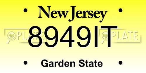 8949IT New Jersey License Plate