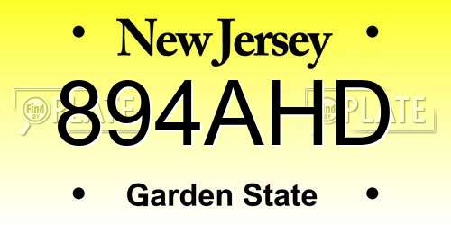 894AHD New Jersey License Plate