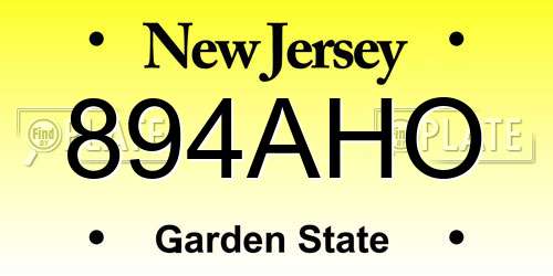 894AHO New Jersey License Plate