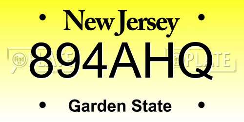 894AHQ New Jersey License Plate