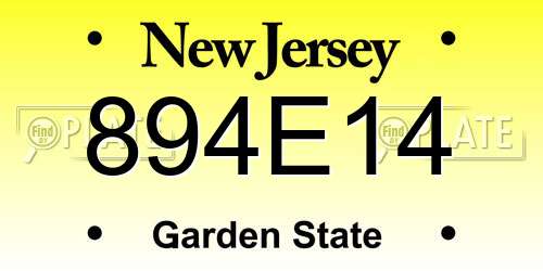 894E14 New Jersey License Plate