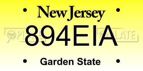 894EIA New Jersey License Plate
