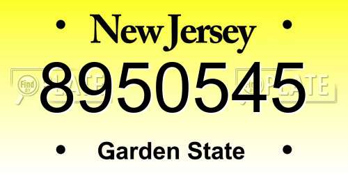 8950545 New Jersey License Plate