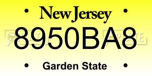8950BA8 New Jersey License Plate