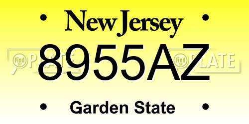 8955AZ New Jersey License Plate