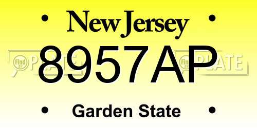 8957AP New Jersey License Plate