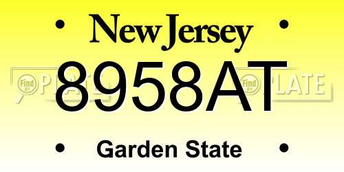 8958AT New Jersey License Plate