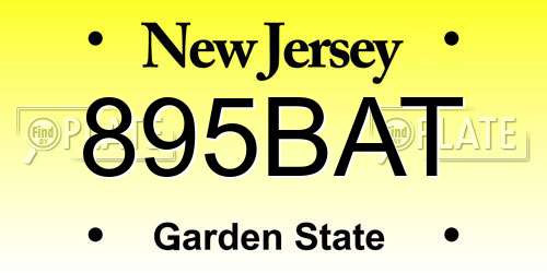895BAT New Jersey License Plate