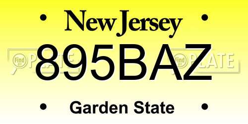 895BAZ New Jersey License Plate
