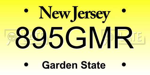895GMR New Jersey License Plate