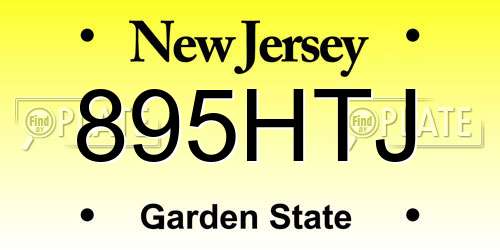 895HTJ New Jersey License Plate
