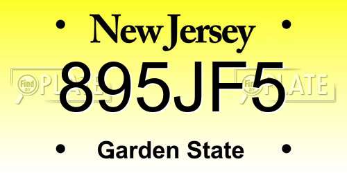 895JF5 New Jersey License Plate