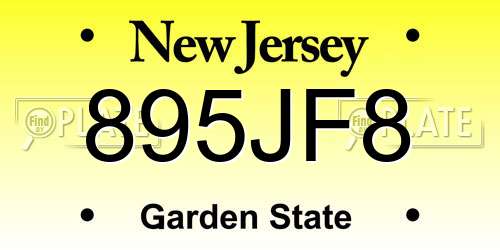 895JF8 New Jersey License Plate