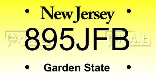 895JFB New Jersey License Plate