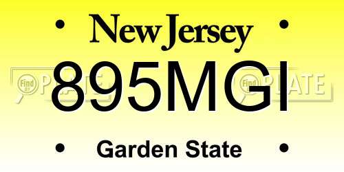 895MGI New Jersey License Plate