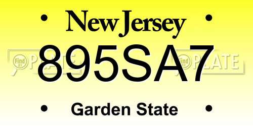 895SA7 New Jersey License Plate