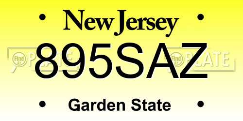 895SAZ New Jersey License Plate