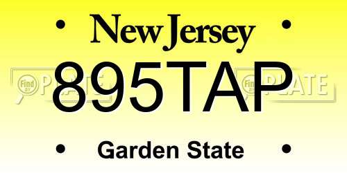 895TAP New Jersey License Plate