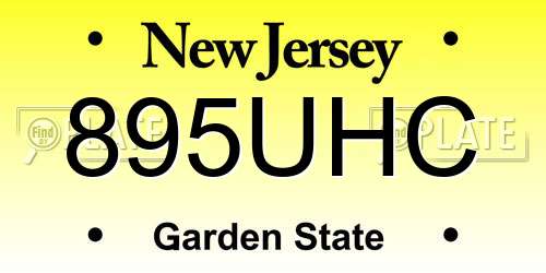 895UHC New Jersey License Plate