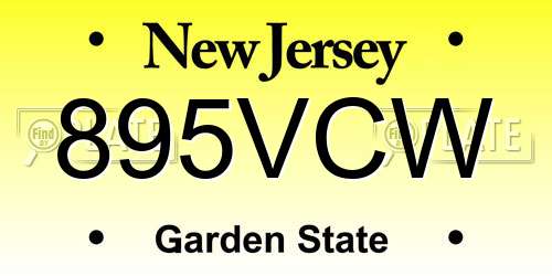 895VCW New Jersey License Plate