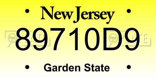 89710D9 New Jersey License Plate