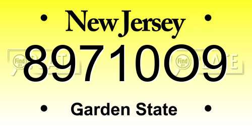 89710O9 New Jersey License Plate