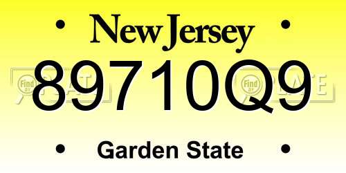 89710Q9 New Jersey License Plate