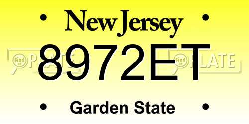 8972ET New Jersey License Plate