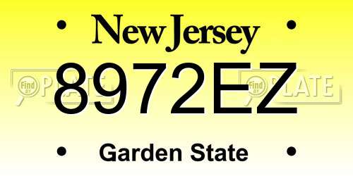 8972EZ New Jersey License Plate