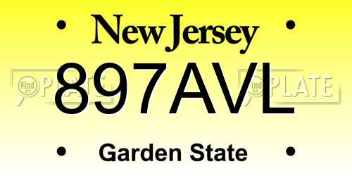 897AVL New Jersey License Plate