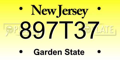 897T37 New Jersey License Plate