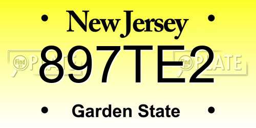 897TE2 New Jersey License Plate