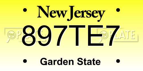897TE7 New Jersey License Plate