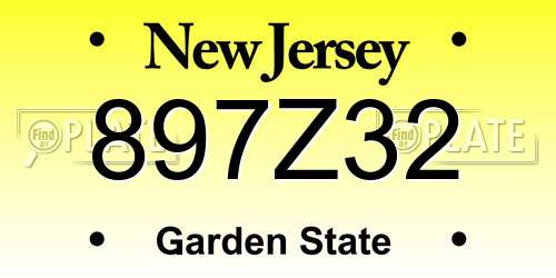 897Z32 New Jersey License Plate
