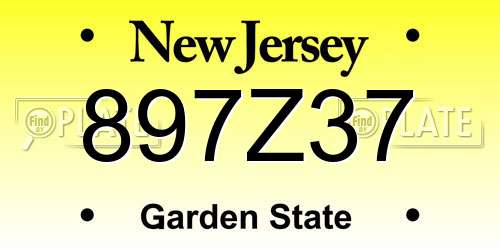 897Z37 New Jersey License Plate