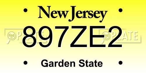 897ZE2 New Jersey License Plate