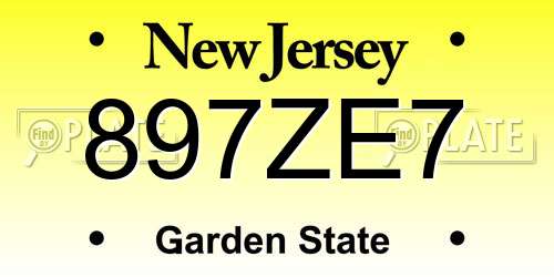 897ZE7 New Jersey License Plate