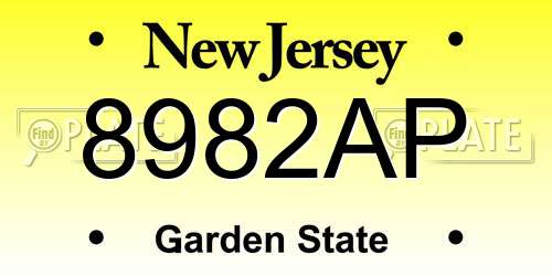 8982AP New Jersey License Plate