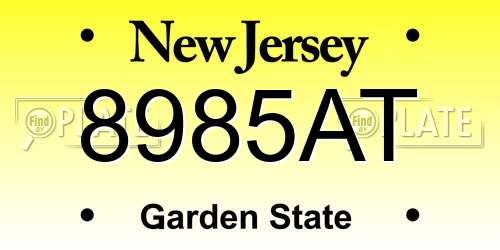 8985AT New Jersey License Plate