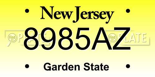 8985AZ New Jersey License Plate