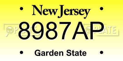 8987AP New Jersey License Plate