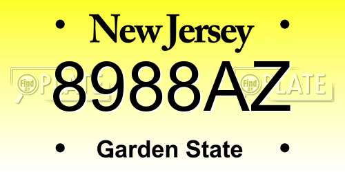 8988AZ New Jersey License Plate