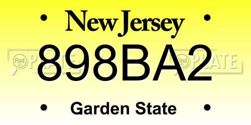 898BA2 New Jersey License Plate