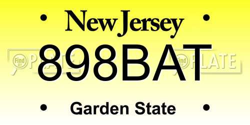 898BAT New Jersey License Plate