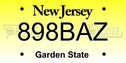 898BAZ New Jersey License Plate